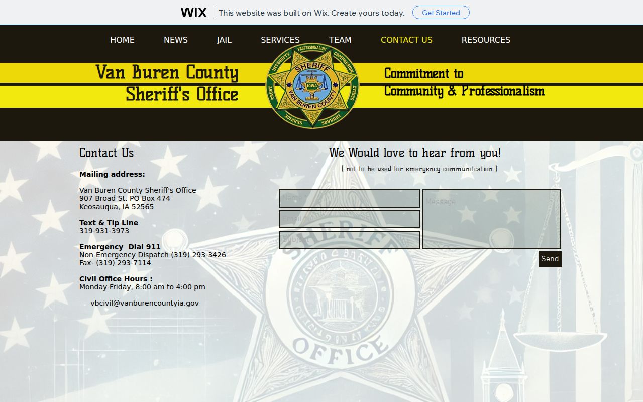 Van Buren County active warrant sheriff contact channel
