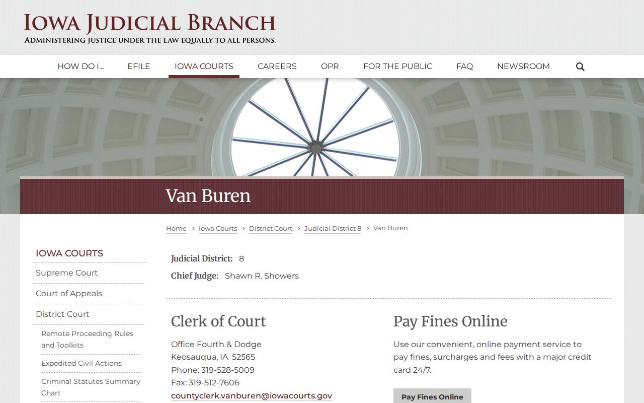 Van Buren County warrant check clerk contact block