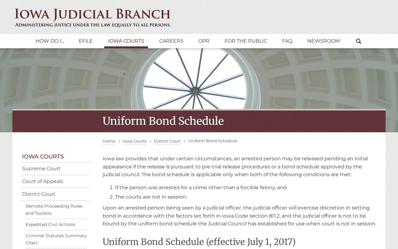 Van Buren County bench warrant statewide bond schedule guidance