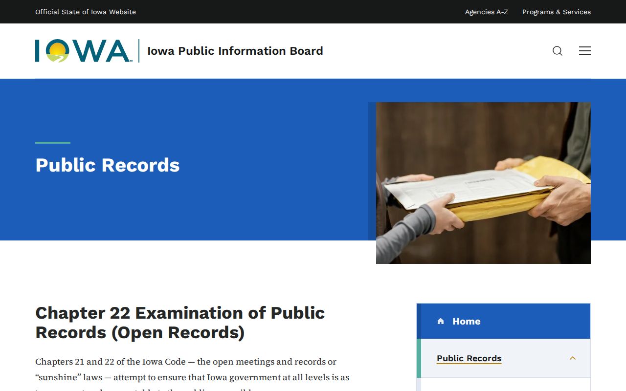 Iowa Public Information Board guidance on public record access, fees, and response delays