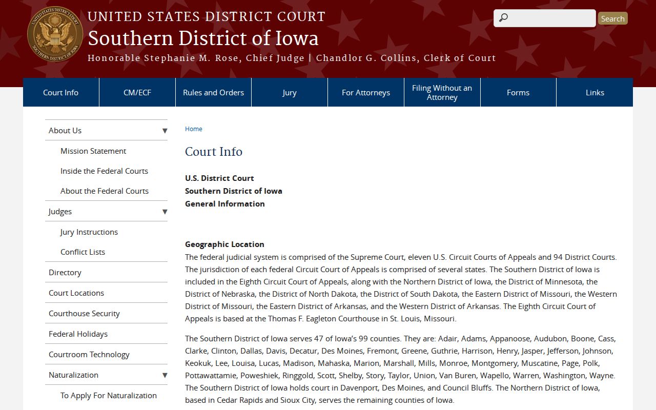 Official federal district and county relationship for Van Buren County
